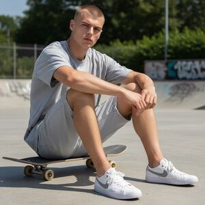 Nike Men SB Blazer Court Daan Van Der Linden X Court Sneaker Wht/Gray Size-8 EUC